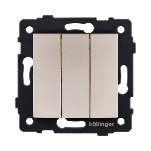Выключатель 3-клавишный 10А/250В, изогнутый, золотой Kollinger REA-R-012GD для Aspekt, Eleganz, Reflex