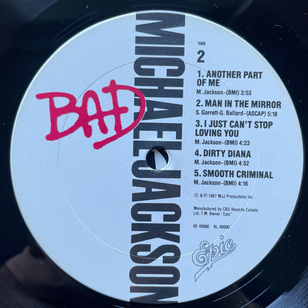 Винтажная виниловая пластинка LP Michael Jackson Bad (Канада 1987) Smooth Criminal