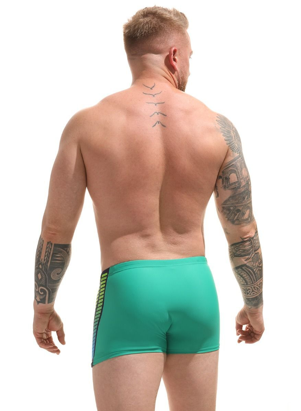 Мужские пляжные боксеры с принтом по бокам (Размер: XXL) (Цвет: голубой)