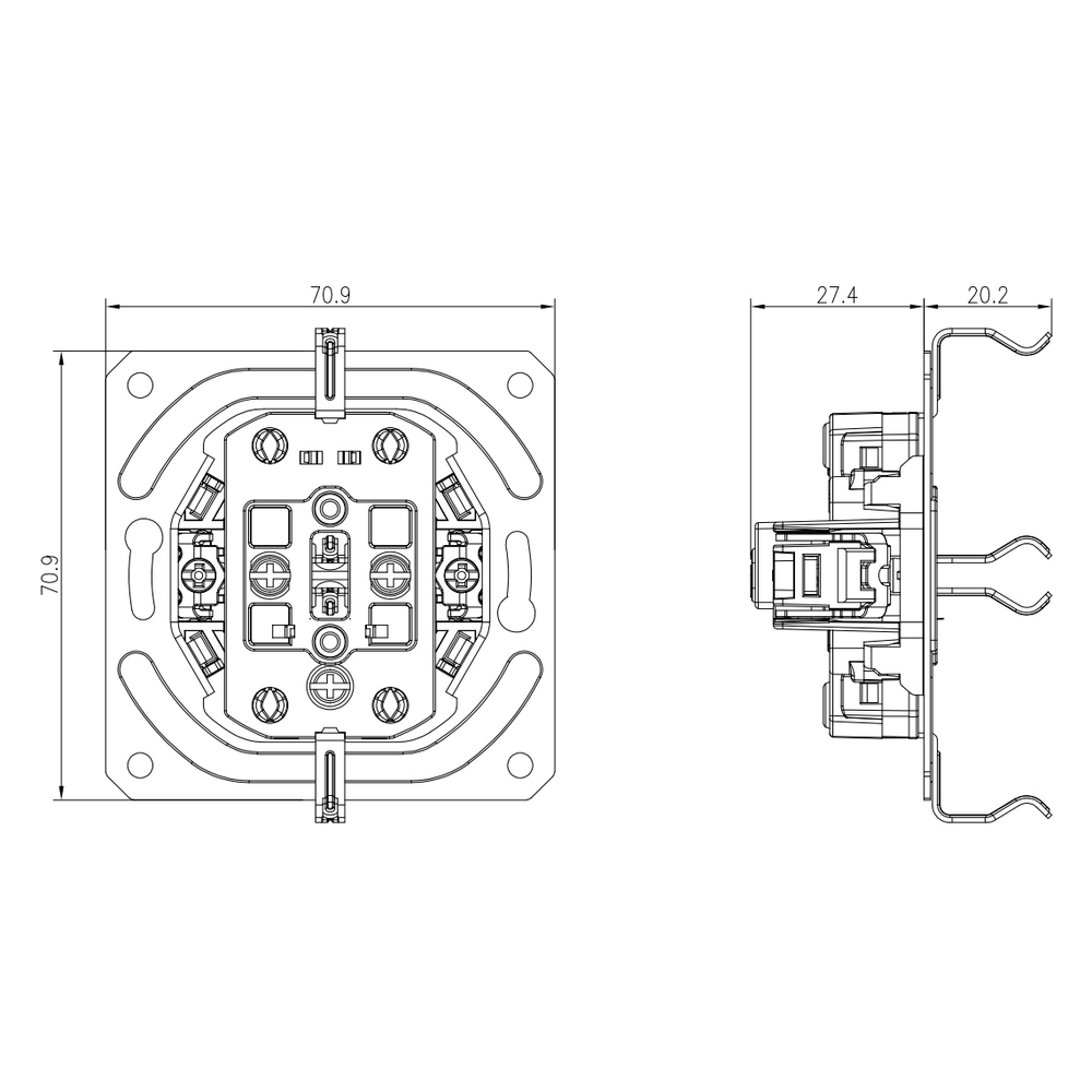 Механизм розетки двойной Schuko с заземлением 16А 250В~ на винтах, серия DB