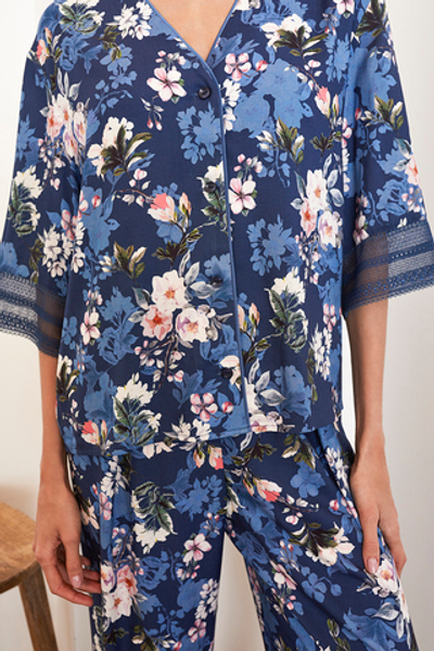 Рубашка 56414 Синий цветы Laete