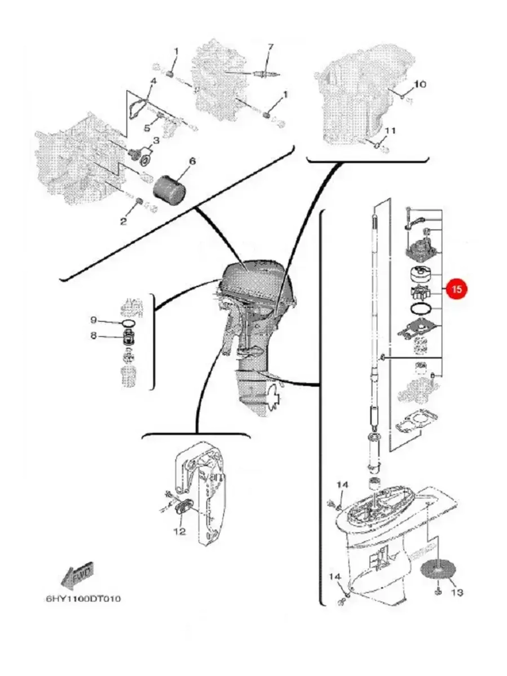 Рем.комплект помпы (с корпусом) для YAMAHA 2