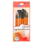 Кисть для рисования Basir художественная, нейлон, набор из 10 шт, чёрно-оранжевый корпус