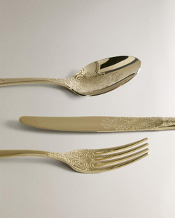 ZARA HOME НАБОР СТОЛОВЫХ ПРИБОРОВ С ГРАВИРОВКОЙ, ЗОЛОТИСТЫЙ