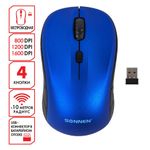 Мышь беспроводная SONNEN V-111, USB, 800/1200/1600 dpi, 4 кнопки, оптическая, синяя, 513519