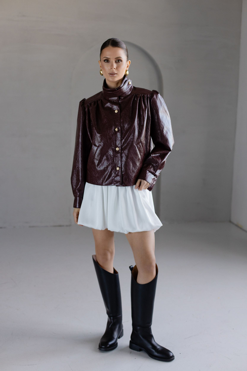 Юбка из шелка баллон мини молочная