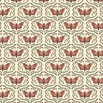 Бражники и листья, бежевый