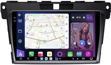 Магнитола для Mazda CX-7 2006-2012 - FarCar GX097M монитор 9.5" 2K QLED на Android 14, TS20, 6+128Гб, CarPlay, 4G SIM-слот