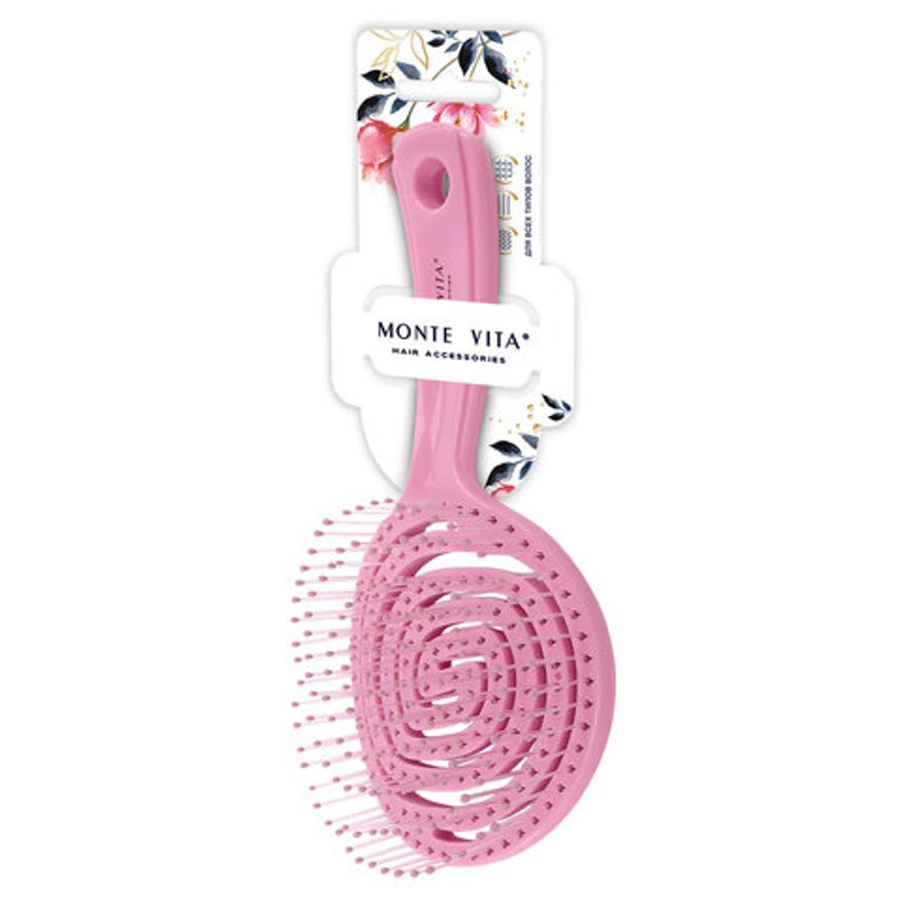 Расческа для волос массажная 17,5х8 см, цвета АССОРТИ, MONTE VITA (МОНТЕ ВИТА), 457423