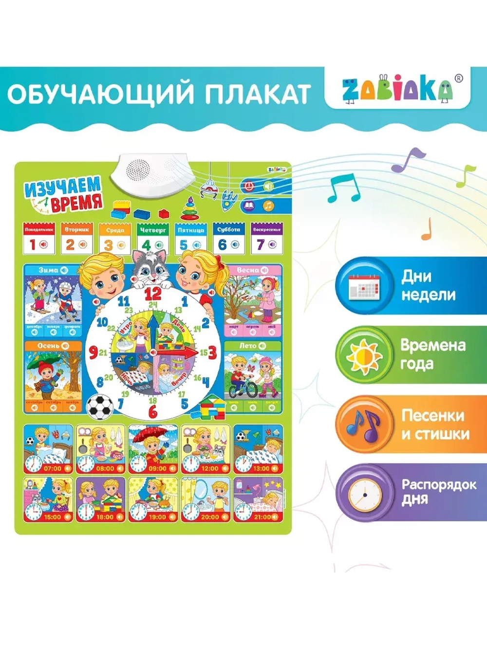 Обучающий плакат Изучаем время