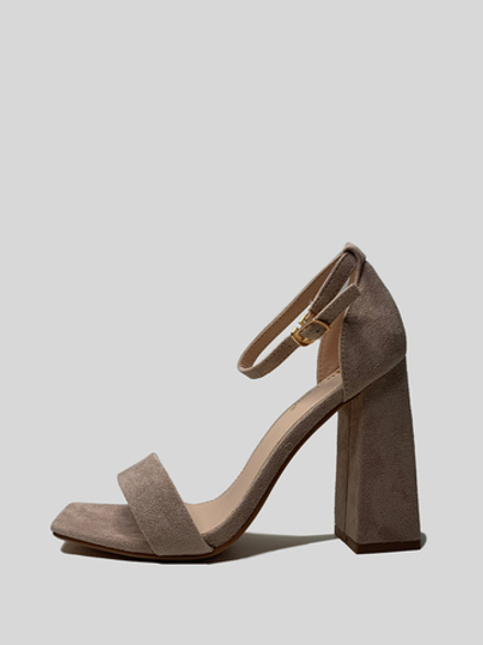 Босоножки Bai sen К32 замшевые на трапециевидном высоком каблуке