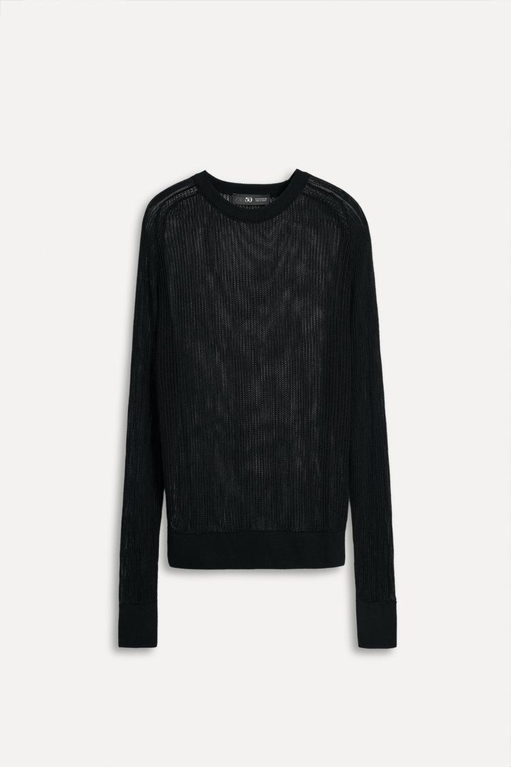 ZARA СВИТЕР ИЗ АЖУРНОГО ТРИКОТАЖА — 50TH ANNIVERSARY, ЧЕРНЫЙ