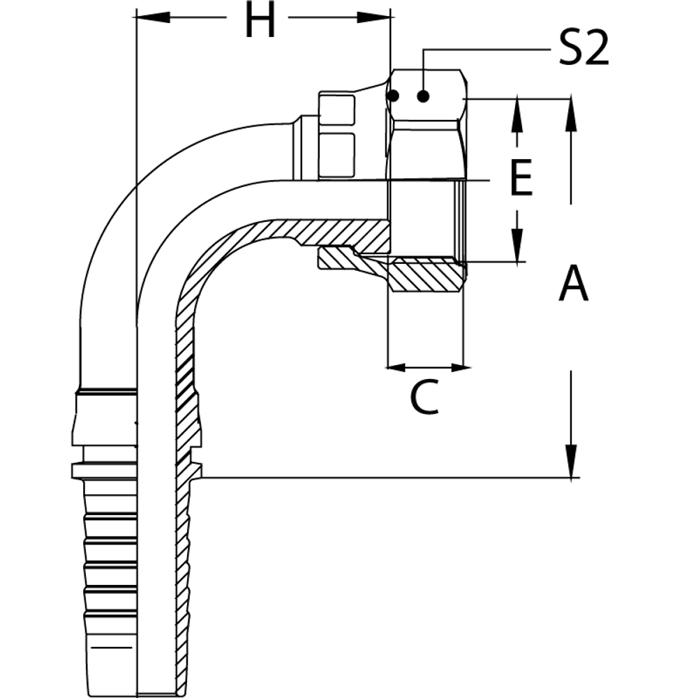 Фитинг DN 16 ORFS (Г) 1 (90)  накидная гайка