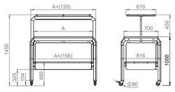 Стол нейтральный Кобор AN220 aluminum/glazed/sky
