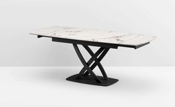 Стол FOGGIA 140 KL-99 Белый мрамор матовый, итальянская керамика/черный каркас