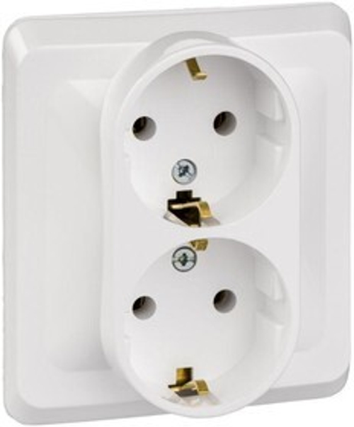Розетка 2-м СП 16А IP20 250В с заземл. без защ. шторок бел.