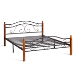 Кровать AT-803 дерево гевея/металл, 160х200см, красный дуб/черный