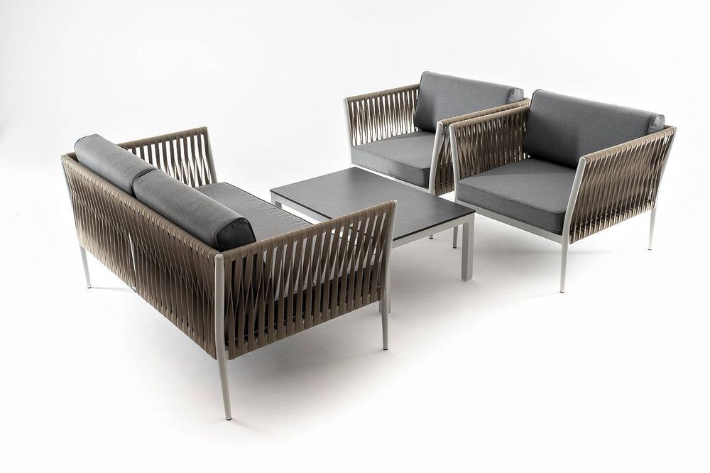 "Касабланка" лаунж-зона плетеная из роупа 4-местная, цвет серый