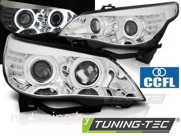 Передние фары Angel Eyes для BMW 5 E60 / E61 (03-07) CCFL Chrome