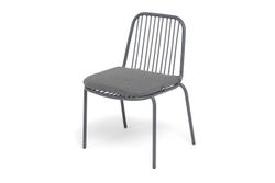"Кастелло" стул плетеный из роупа, каркас из стали темно-серый (RAL7024) муар, ткань темно-серая 027