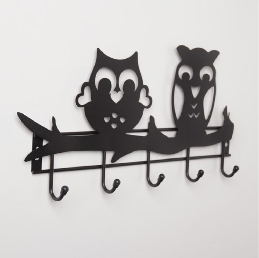 ВЕШАЛКА НАСТЕННАЯ СОВЫ 5 КРЮЧКОВ ЧЕРНЫЙ ВС52