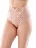 Трусы-макси из хлопка с элементами из кружева (Размер: 4X) (Цвет: бежевый)
