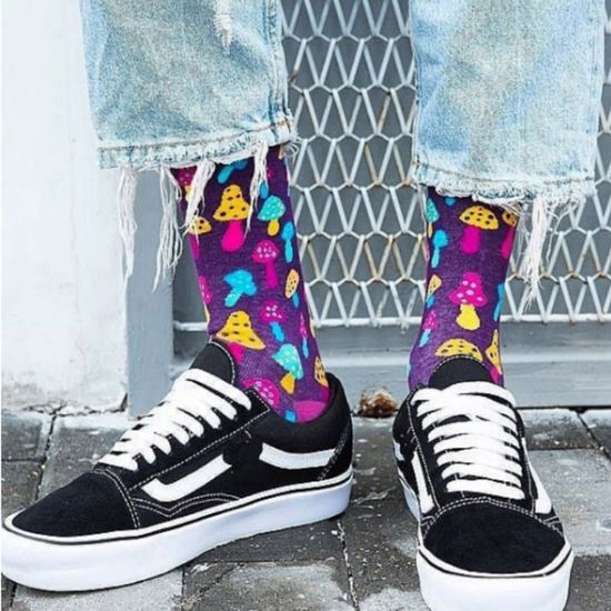 Носки "Грибы. Разноцветная поляна", р-р 35-39 (пурпурный)