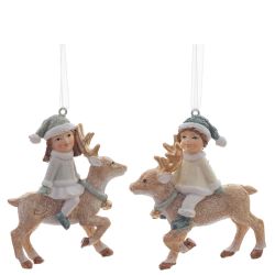 GAEM Фигурка декоративная "Девочка на олене", L7 W3,5 H8 см, 2в.