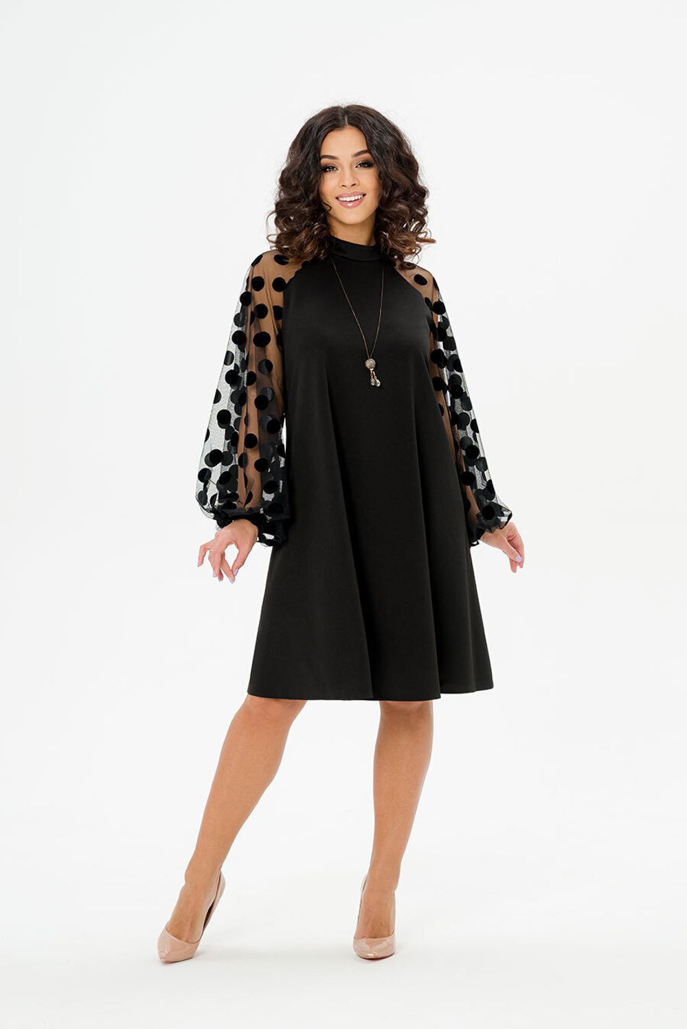 Платье Далида (46-56) Serenada черный(круги) (Акция)