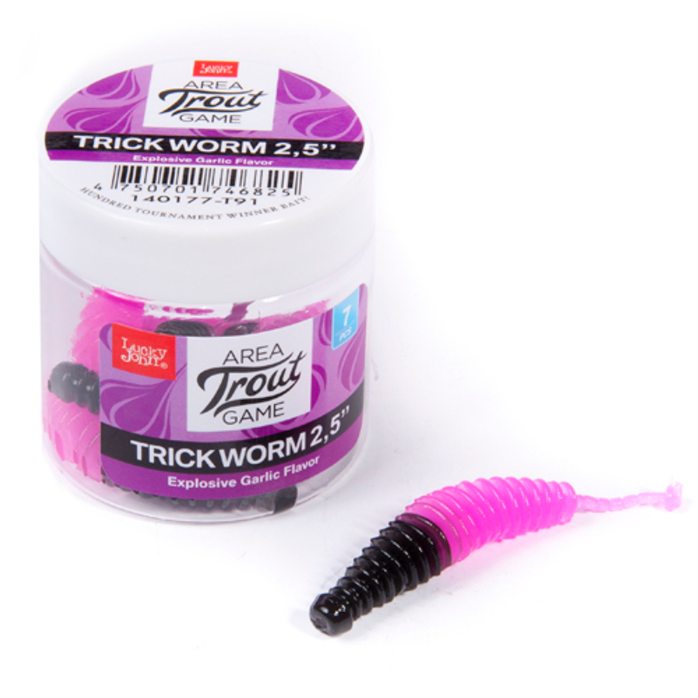 Слаги съедобные LJ Pro Series Trick Worm 2.5in (64 мм), цвет T91, 7 шт