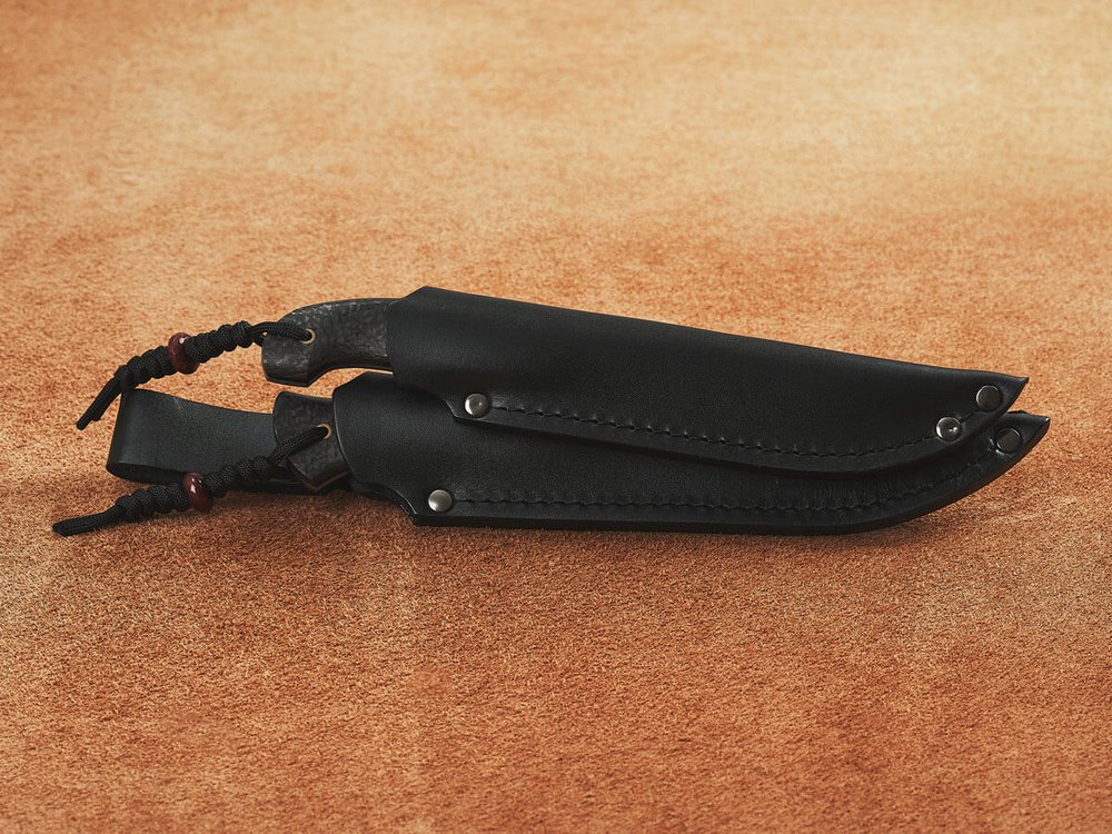 Спарка цельнометаллических финских ножей, сталь VG10, рукоять карбон (черный спейсер)