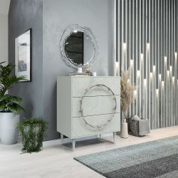 Комод Арт Колор leaves Классик Сильвер с 3 ящиками Серый дым