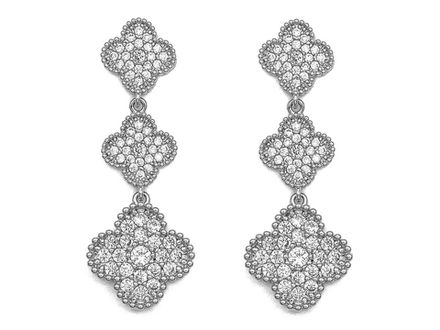 Серьги "Клевер" 42мм, со стразами