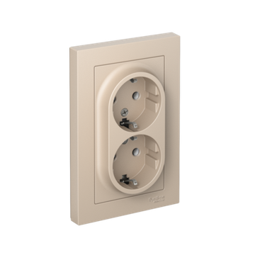 Розетка 2-м. AtlasDesign 16А с заземл. в сборе песочн. SE ATN001224