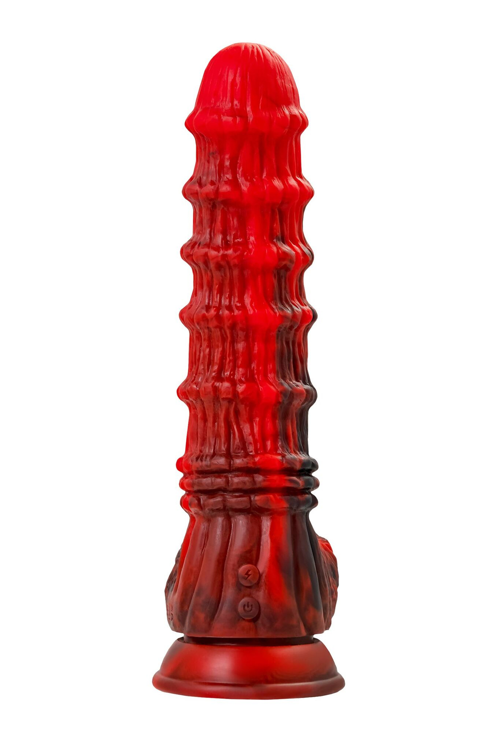 Силиконовый вибратор Monster Tops - 27 см. (Цвет: красный с черным)