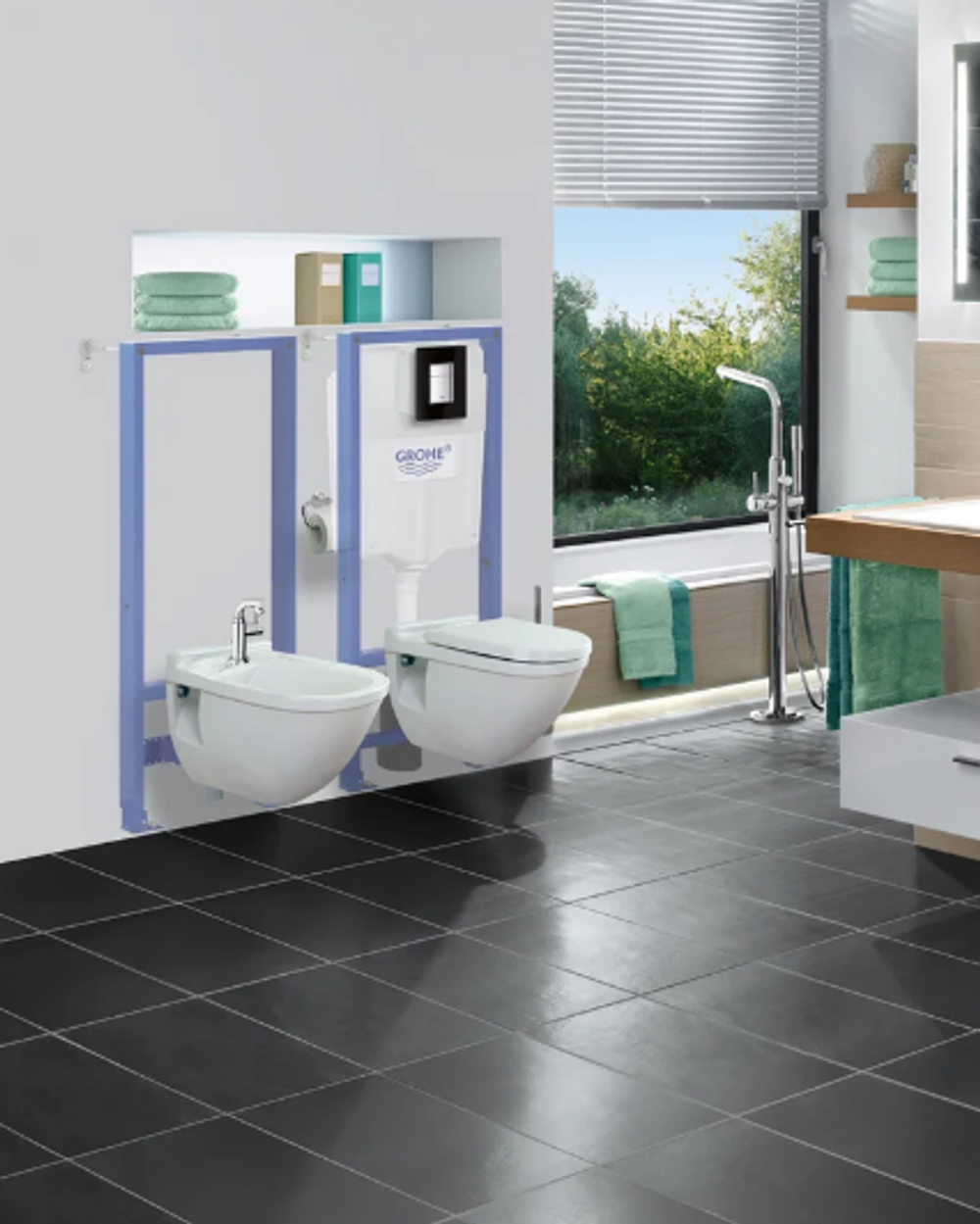 Система инсталляции для унитазов Grohe Rapid SL 38775001, 4 в 1 с кнопкой смыва
