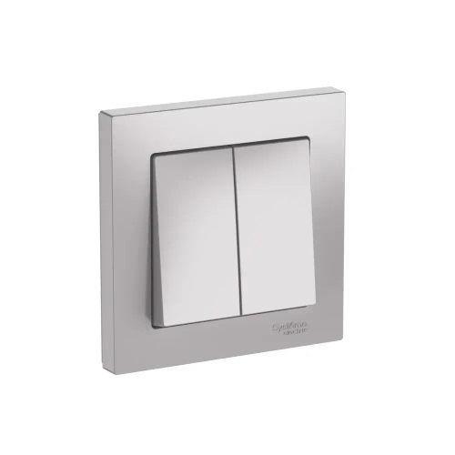 ATLASDESIGN 2-клавишный ВЫКЛЮЧАТЕЛЬ, сх.5, 10АХ, в сборе, быстрозажим. клем., АЛЮМИНИЙ