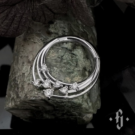 Кликер "Blossom" - Белое золото - White CZ