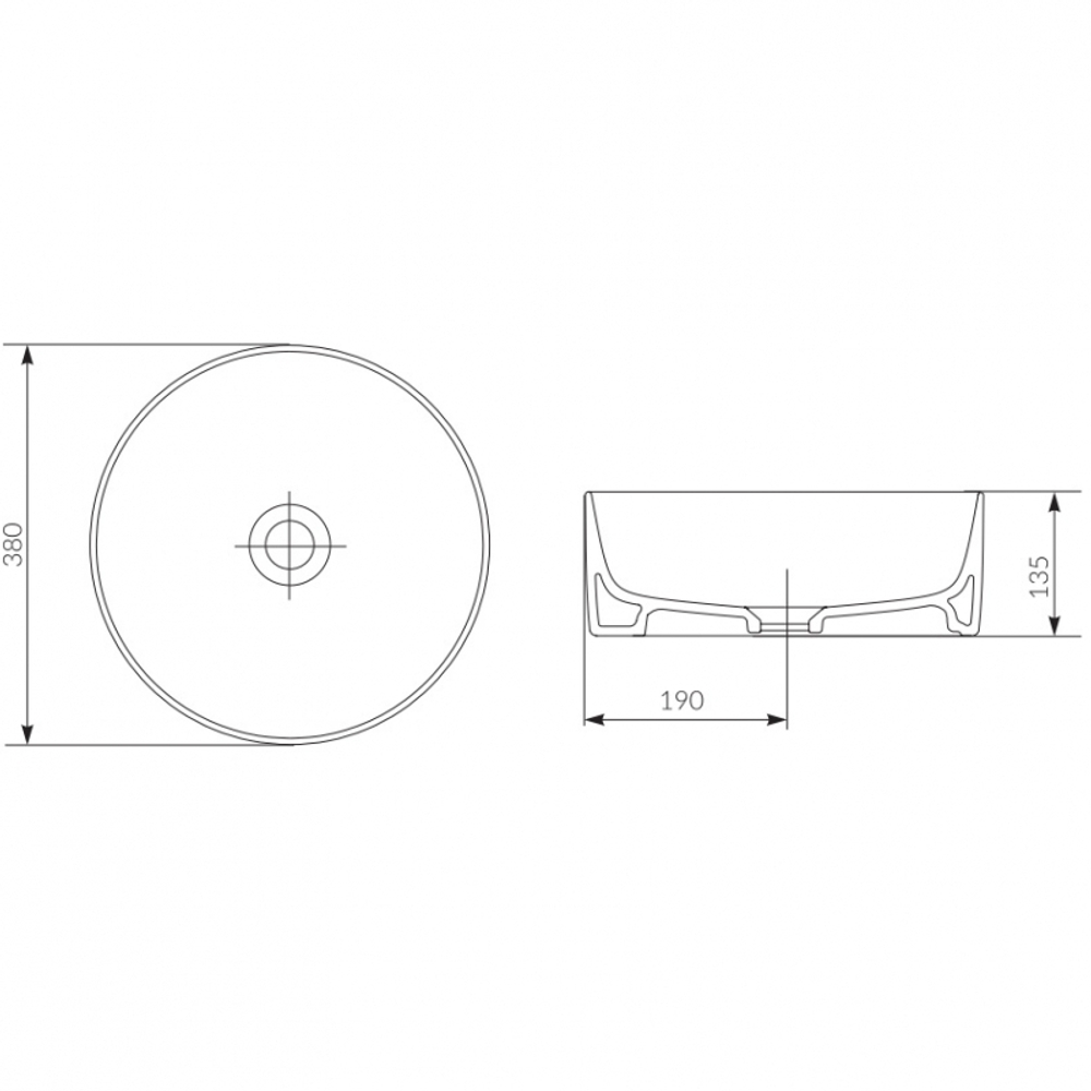Раковина накладная Cersanit CREA 38 (PUMCRE38/1ocR) керамика, цвет Белый