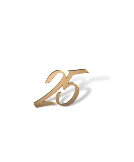Топпер на торец "25" 5 см, акрил золото 2мм