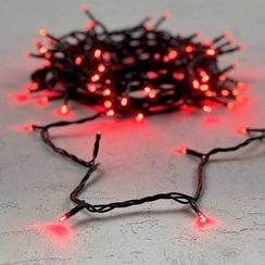 Светодиодная нить 100 красных LED ламп, 10 м., 24В., черный провод ПВХ, LTC (PST100-11-1R)