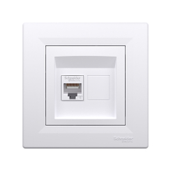Розетка компьютерная SE EPH4700121 Asfora RJ45 кат. 6 в сборе белый