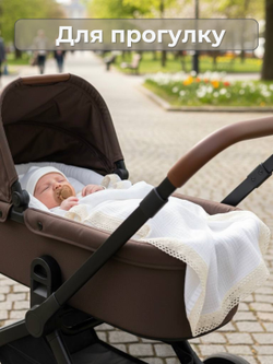 Пеленка муслин с кружевом "Молоко"