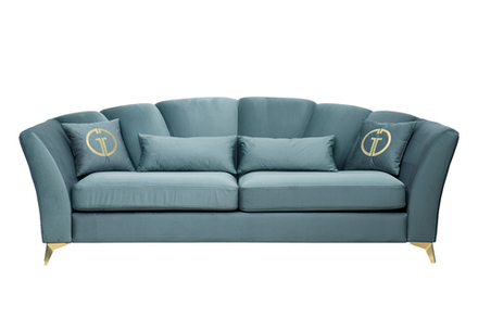 Диван Garda Decor Аннет (Annette) трехместный без мех,велюр бирюз.Colt1004, зол 250*100*95