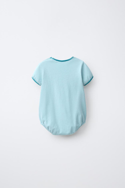 ZARA КОНТРАСТНОЕ БОДИ, ЛИНЯЛЫЙ СИНИЙ