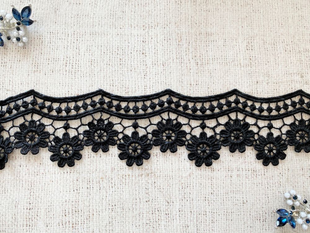 Кружево плетеное, ш. 6 см, чёрное