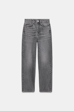 ZARA ДЖИНСЫ TRF MOM FIT С ВЫСОКОЙ ПОСАДКОЙ, АНТРАЦИТОВО-СЕРЫЙ