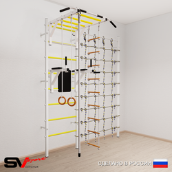 Шведская стенка Sv Sport усиленная 6230 (Турник рукоход/Брусья/Канат/Кольца/Лестница/Канатный лаз)