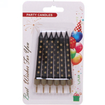 Свечи для торта «Золотая звезда» 8 см (набор 6 шт), черый/золото