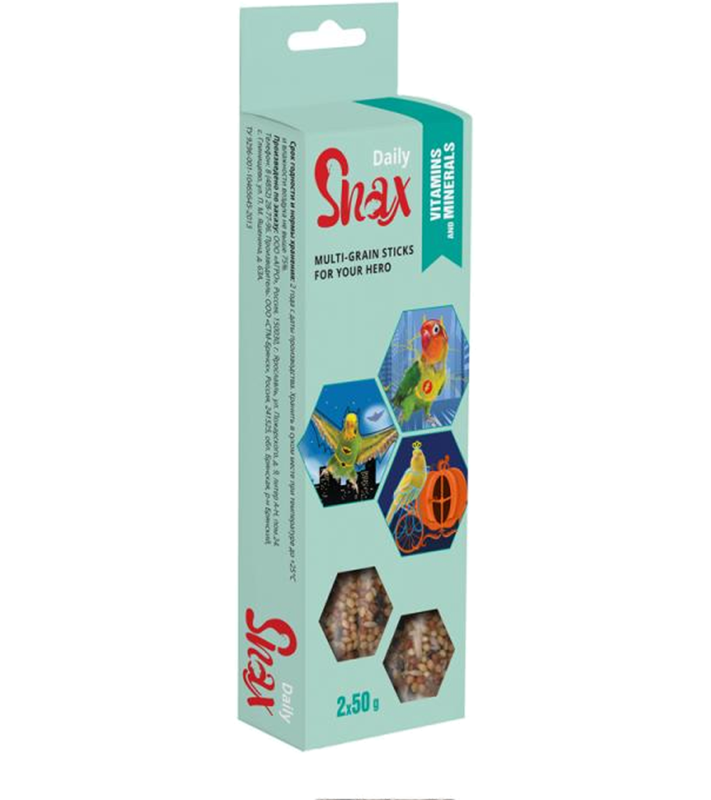Зерновые палочки для птиц Snax Daily с витаминами и минералами 2шт. 100гр.